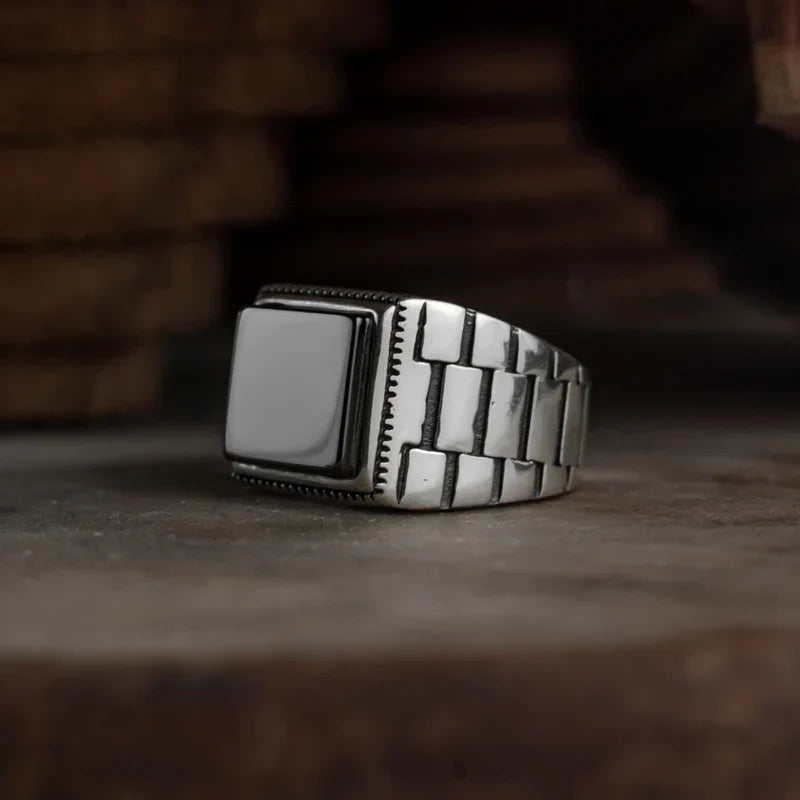 Byzantine Black Aqeeq Ottoman Ring