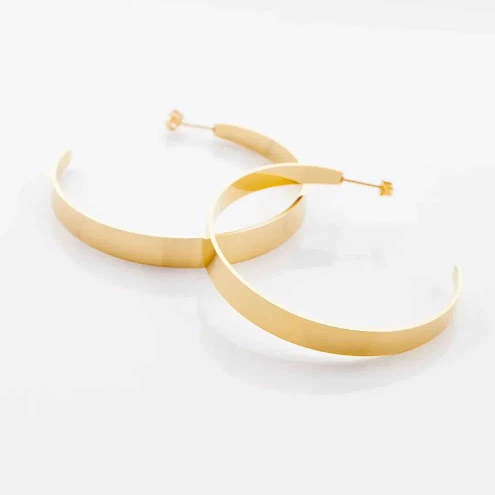 Large Flat Hoops Earrings