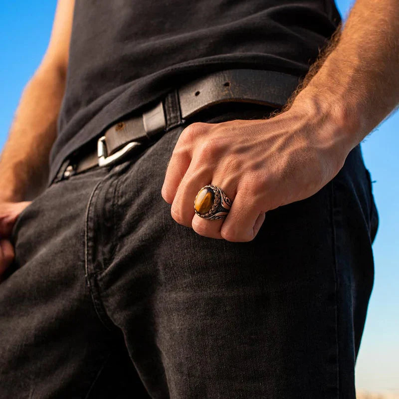 Tiger Eye Ottoman Mens Ring