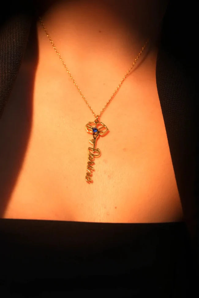 Birth Flower Necklace With Name