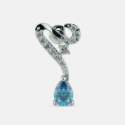 Blue Topaz Diamond Earrings - 925 Silver