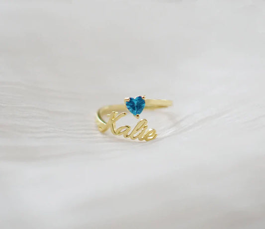 BIRTHSTONE NAME RING
