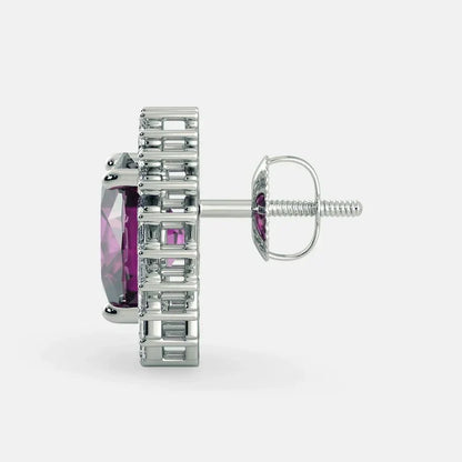 Purple Amethyst Oval Earrings