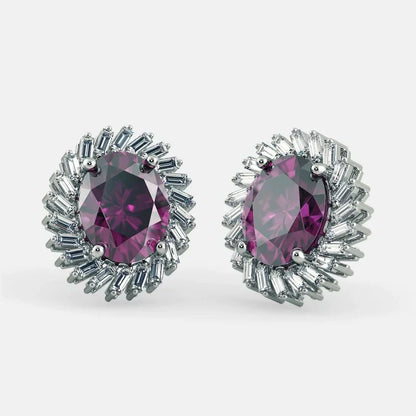 Purple Amethyst Oval Earrings