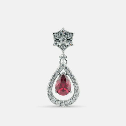 Red Ruby Diamond Earrings - 925 Silver